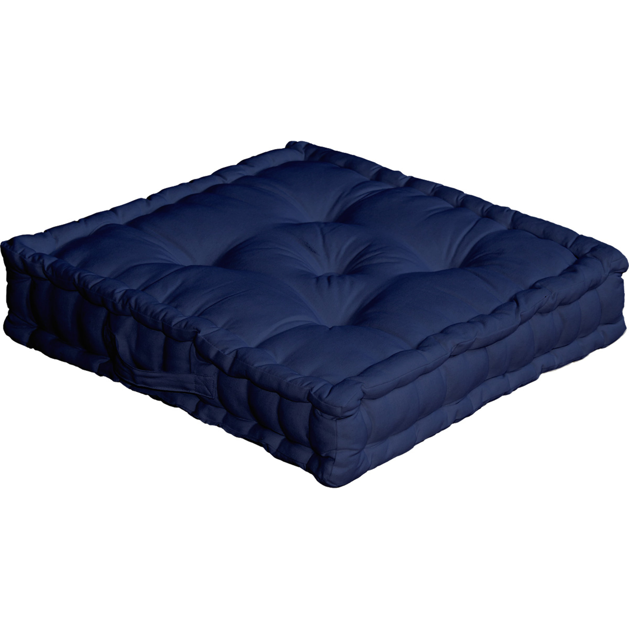 Coussin de sol uni en pur coton - Bleu Marine