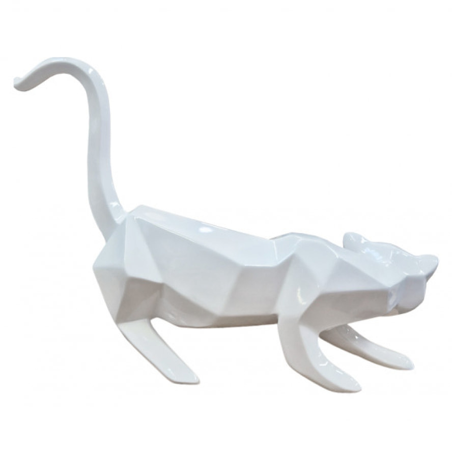 Statuette chat style cubique en résine H29cm - 3 coloris - KITTY