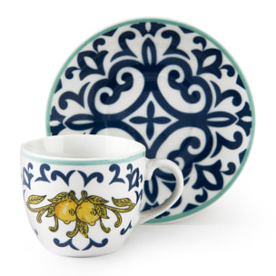 Set 6 Tazzine Caffè con Piattini Excelsa – Amalfi, Porcellana Multicolore