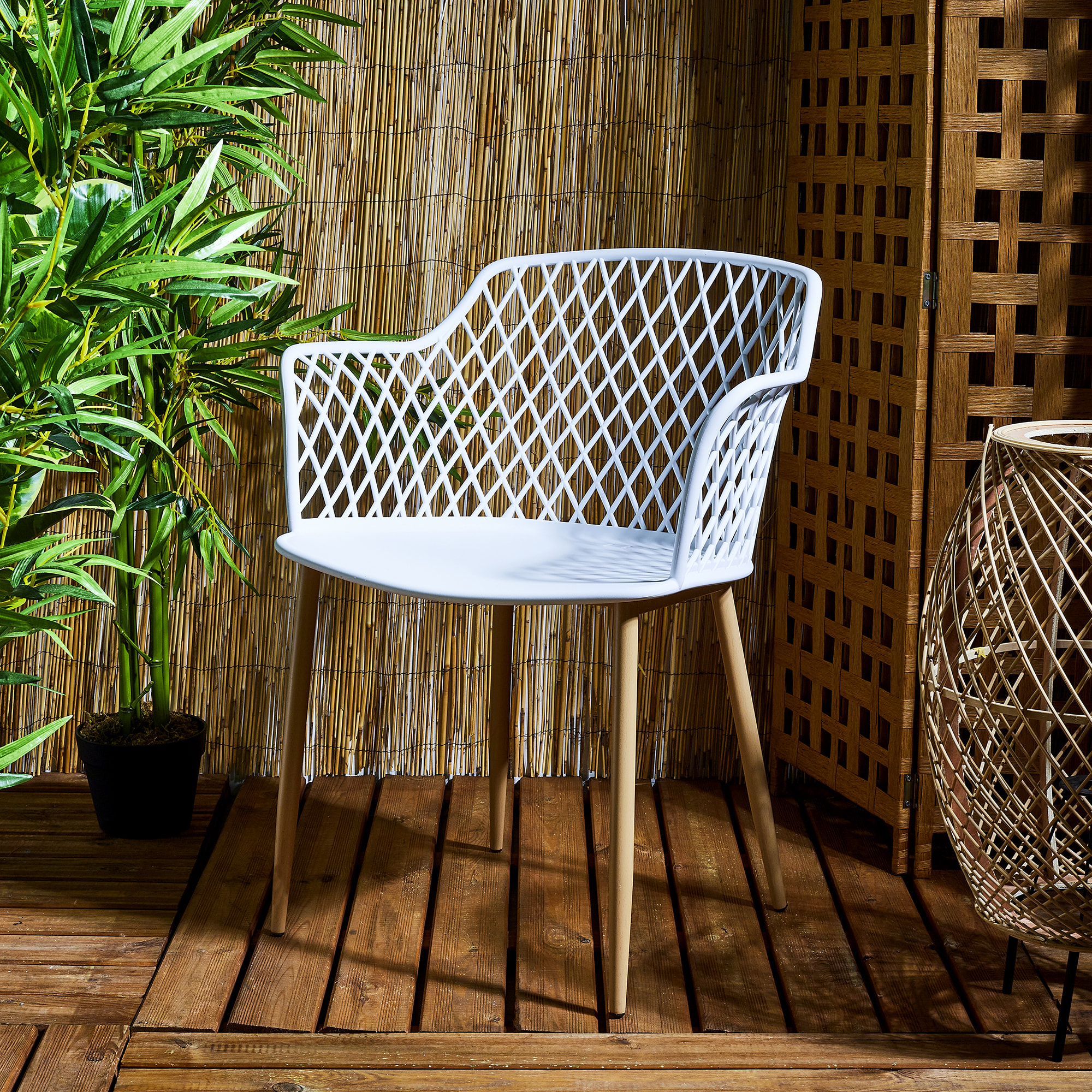 Fauteuil Exterieur Malaga Blanc - Lot De 4