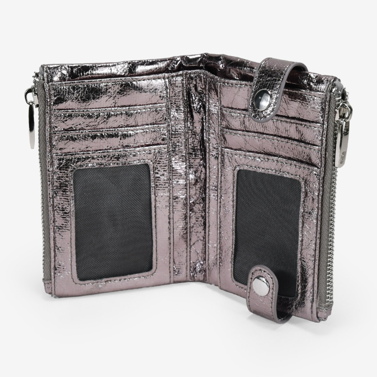 Billetero mediano plomo con doble cremallera