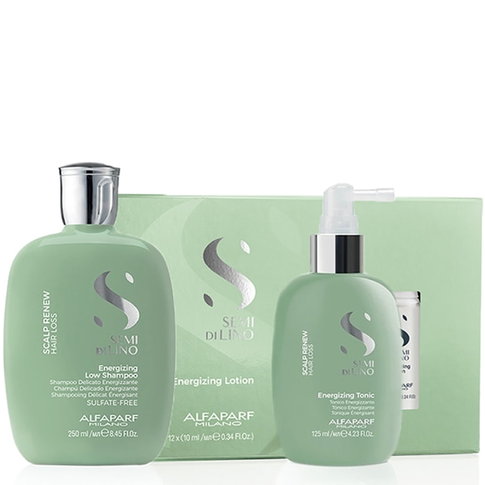 ALFAPARF Kit Semi Di Lino Energizing Low Shampoo 250ml + Tonic + Lotion 12x10ml