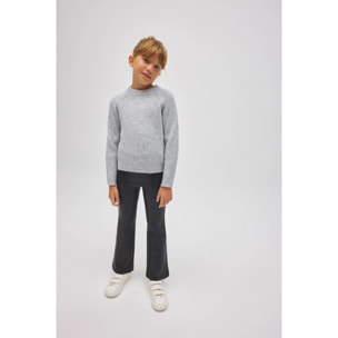 Pantaloni termici svasati neri effetto pelle da bambina