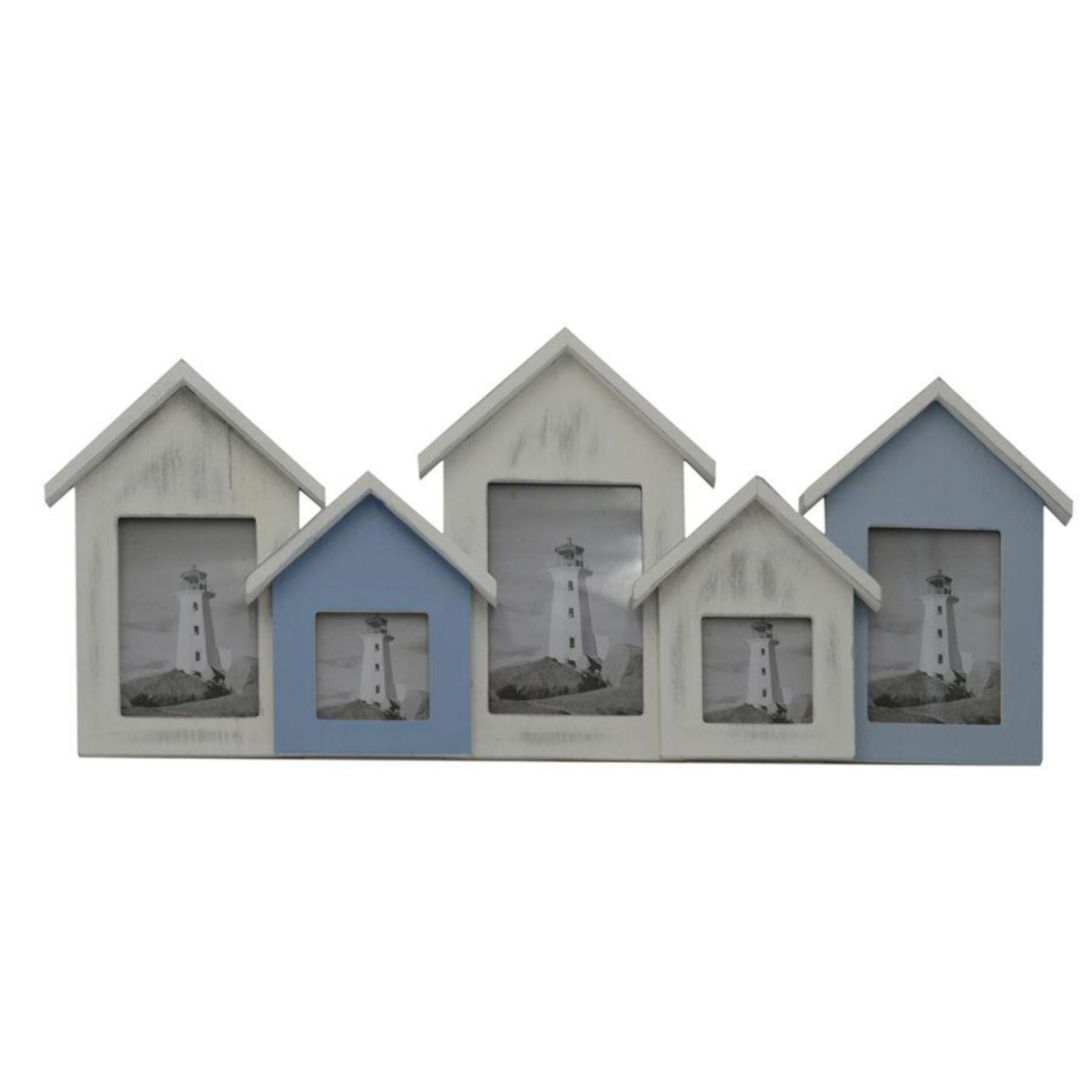 Portafoto cabine mare in legno multiplo 5 foto cm60x3,5h26