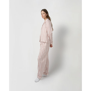 Pijama largo camisero algodón raya zuri rosa