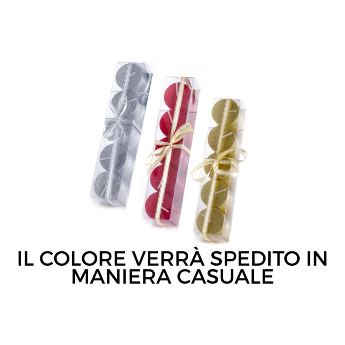 Set 5 Candele Decorative Natalizie Metalizzate Rotonde Modello Pilastro Mini