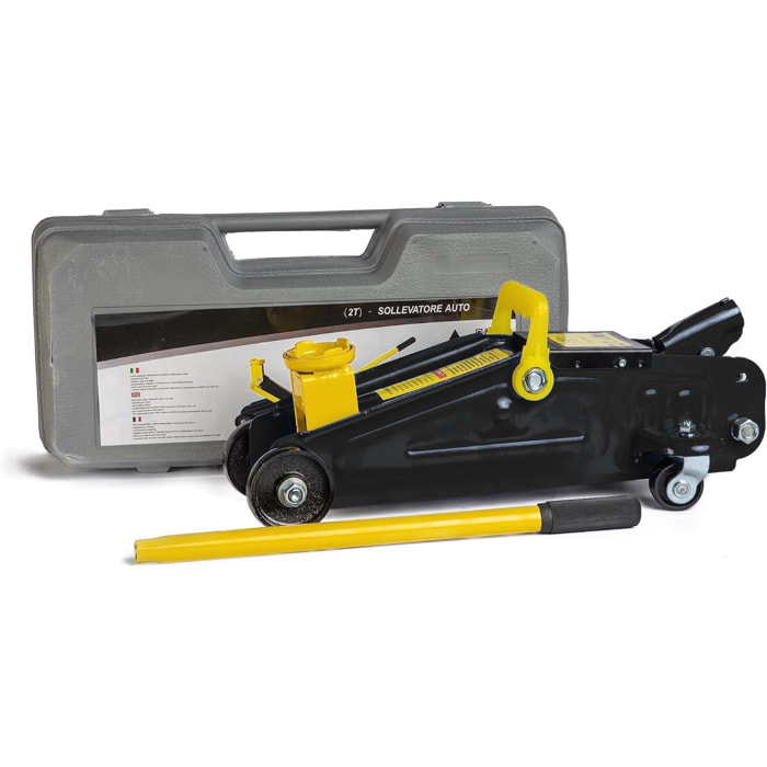 Cric Sollevatore Idraulico Per Auto Martinetto 2t Ruote Bidirezionali A Cuscinetto Assetto Ribassato Professionale Veicoli Auto Moto Con Valigetta
