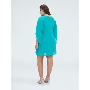 Fiorella Rubino - Vestito in georgette con maxi maniche kimono - Verde acqua