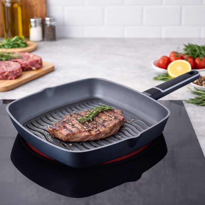 Sartén Grill Ø28x5,5cm en Aluminio fundido apta para inducción INDIGO MasterPRO