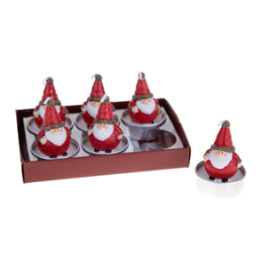 Tealight Babbo Natale 6 Pz - Pezzi 2 - Colore Rosso - 13,8x6,2Hx9,5cm - Bianchi Dino