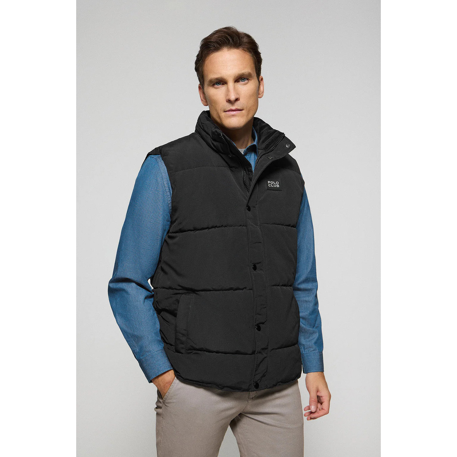 Gilet nero trapuntato con toppa in gomma Polo Club