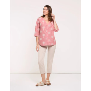 Camisa Estampado Bordado Rosa - Australis