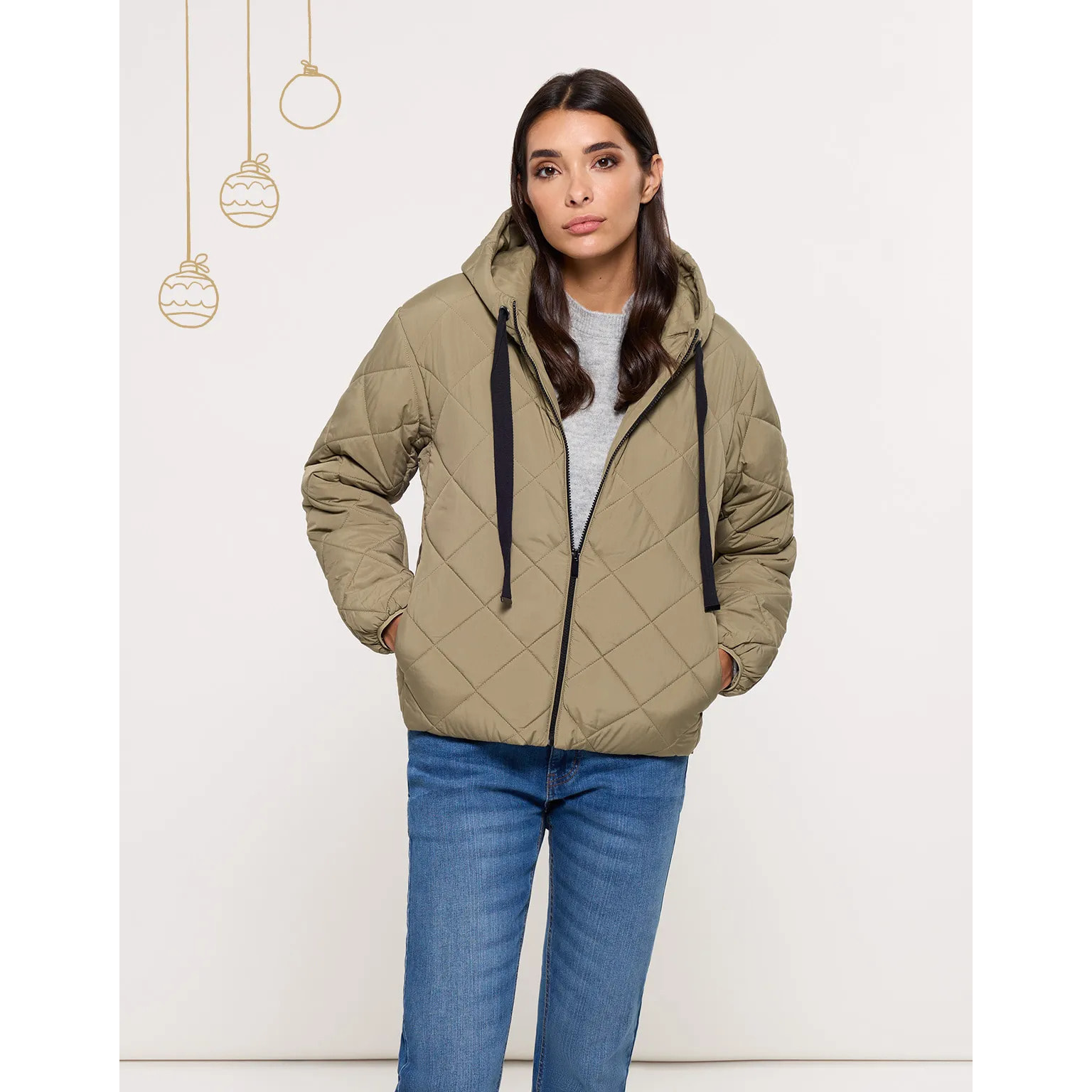 Chaqueta con Capucha Caqui - Dumosa