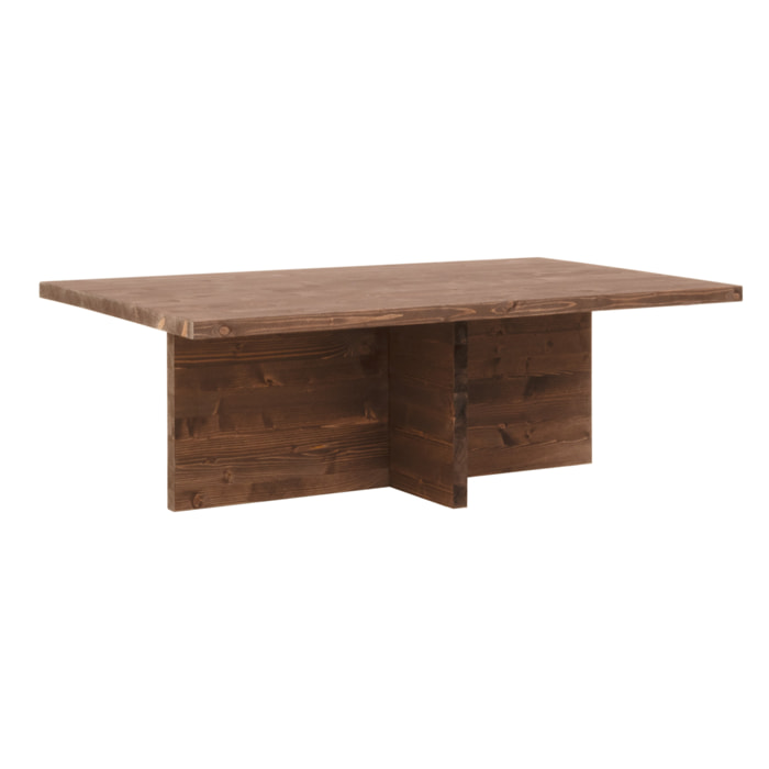 Mesa de centro de madera maciza en tono nogal de 120x70cm Alto: 40 Largo: 120 Ancho: 70