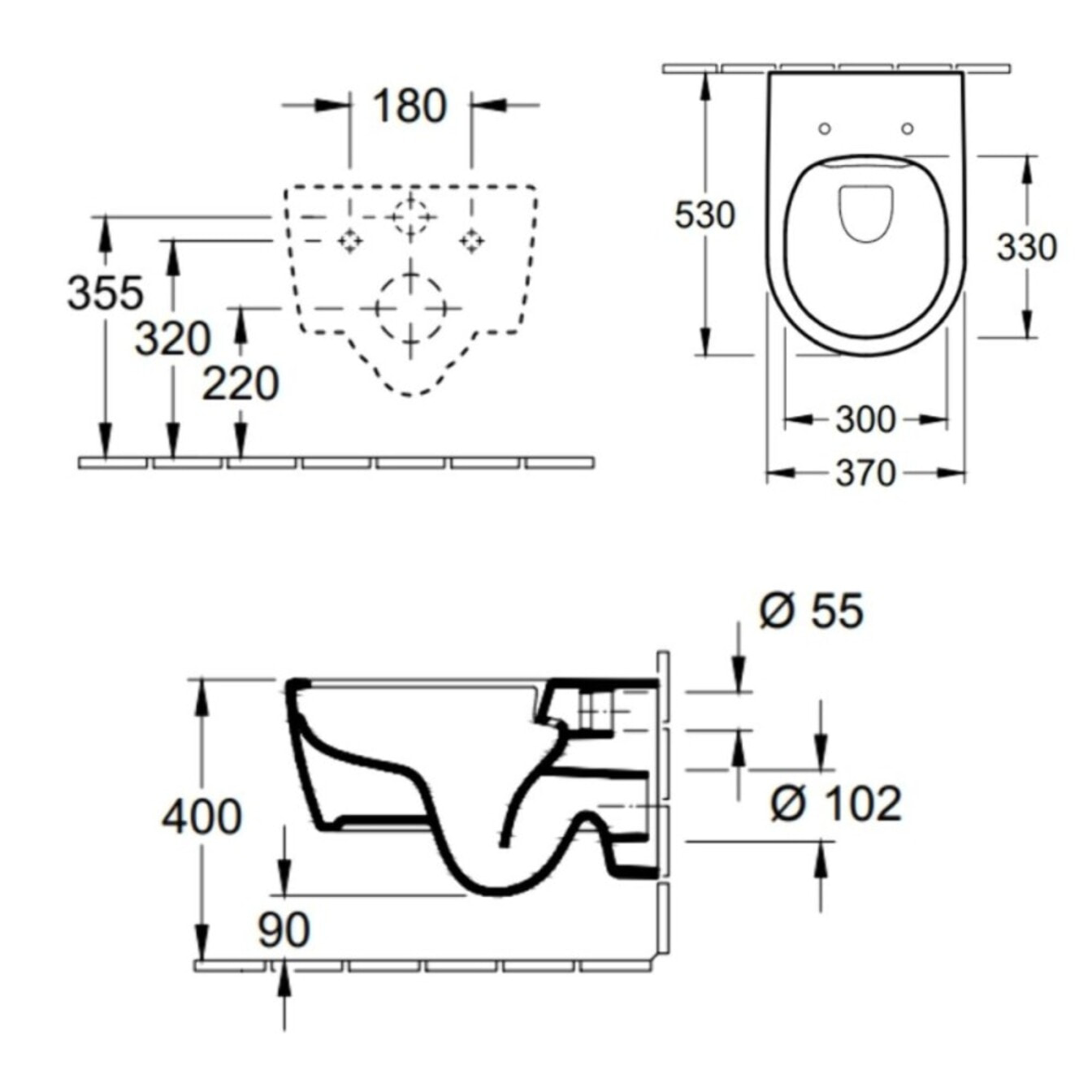 Cuvette WC suspendu Villeroy & Boch Avento + abattant frein de chute slim