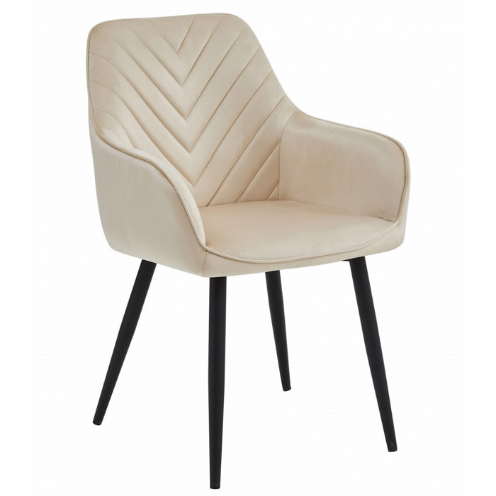 Poltroncina Nana in velluto beige con gambe nere