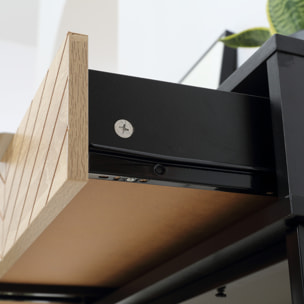 Mesa de Consola Estrecha Consola de Recibidor Mesa de Sofá con 2 Cajones Diseño de Líneas Talladas Estilo Moderna para Pasillo Entrada Salón Dormitorio Negro y Roble