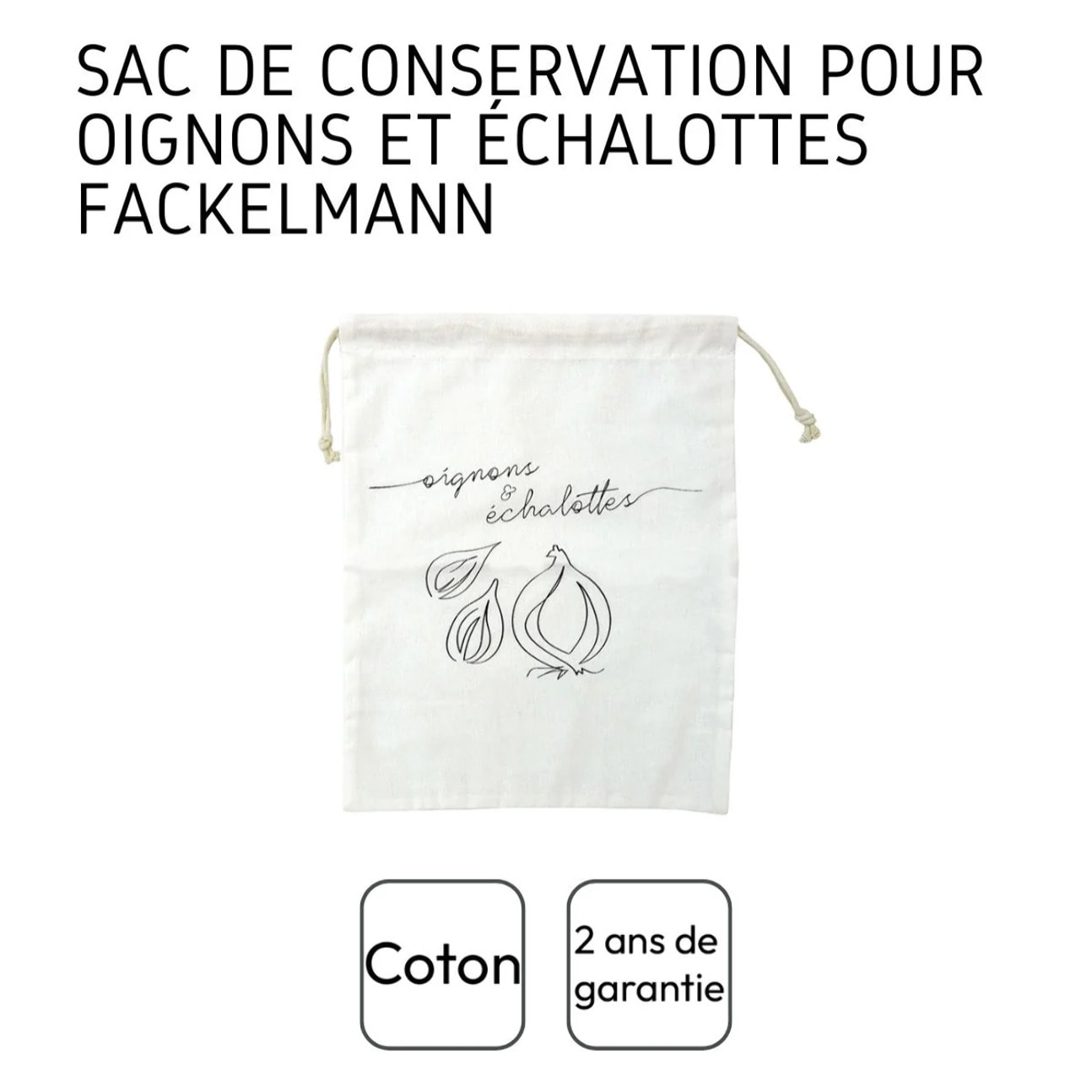 Sac de conservation pour oignons et échalottes en coton Fackelmann Eco Friendly