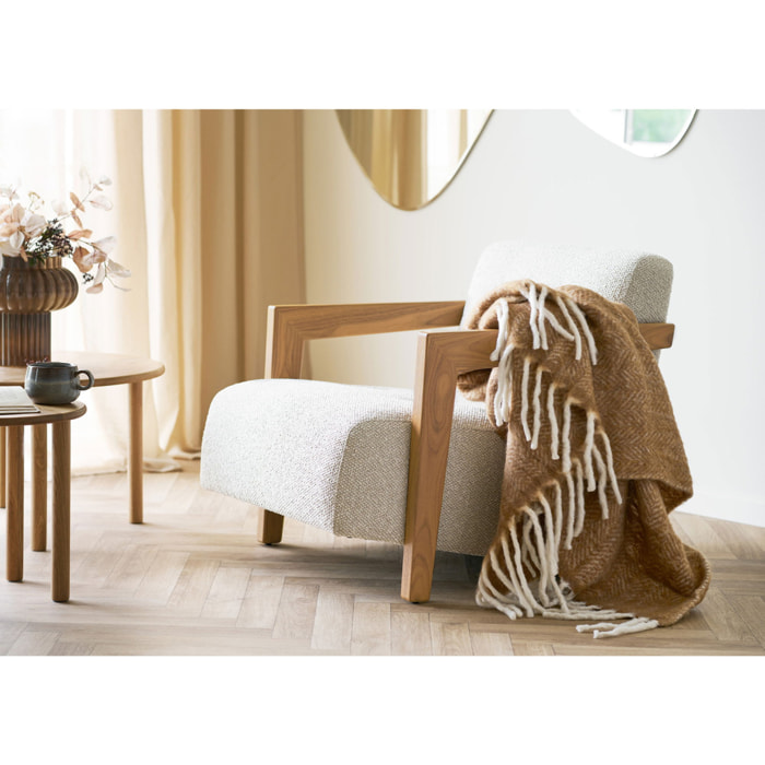 Plaid Carmel in misto lana color sabbia 130x170 cm