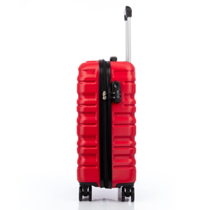 Set di 3 valigie Trolley, in materiale leggero ABS ad alta resistenza. Chiusura a combinazione e 4 ruote girevoli a 360°.