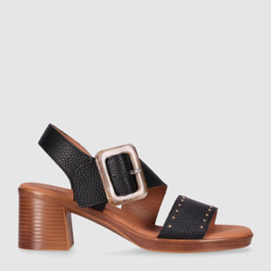 Sandalias de Piel - Negro - Tacón: 5 cm