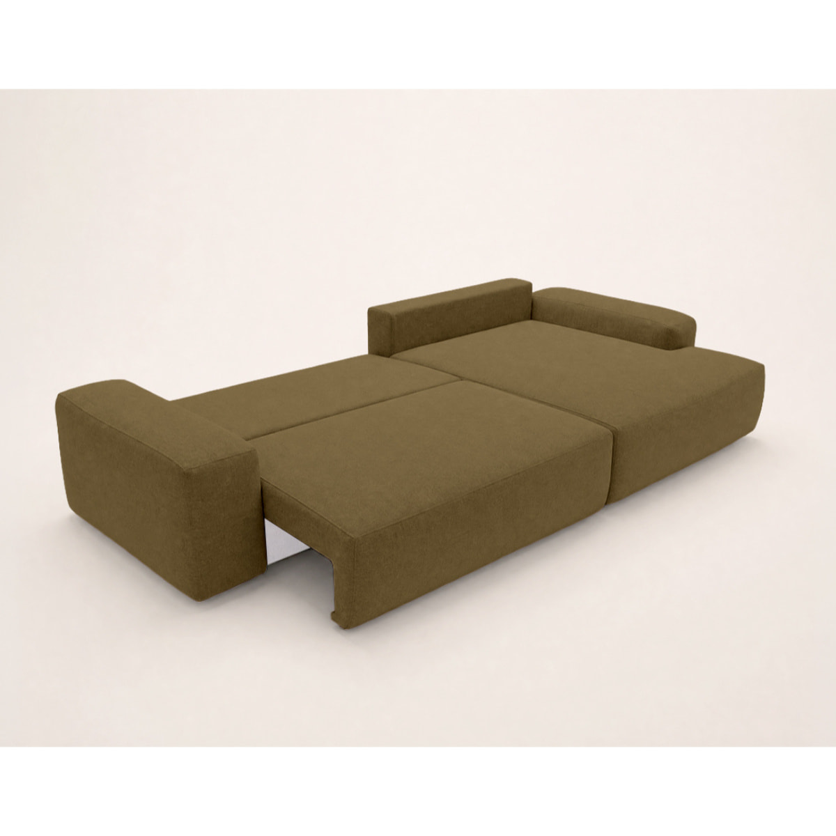 Tama - Canapé d'angle droit 4 places convertible avec coffre en tissu - Vert