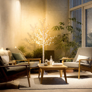 Árbol de Cerezo Artificial 150 cm, Lámpara de Árbol con 120 Luces LED Blanco Cálido, Base, Luz Ajustable en 3 Modos, Decoración Navidad para Interiores y Exteriores, Blanco