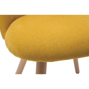 Chaises scandinaves en tissu effet velours jaune moutarde et bois clair massif (lot de 2) CELESTE