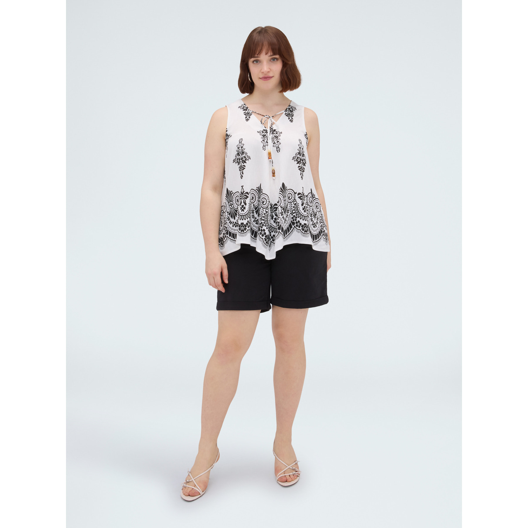Fiorella Rubino - Top in viscosa con stampa - Bianco