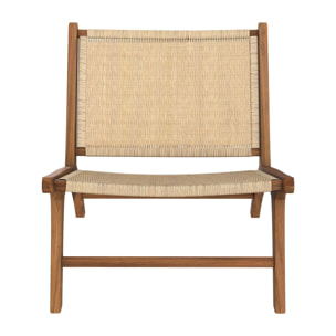 Fauteuil en bois de teck et tressage vannerie en rotin - Kilka