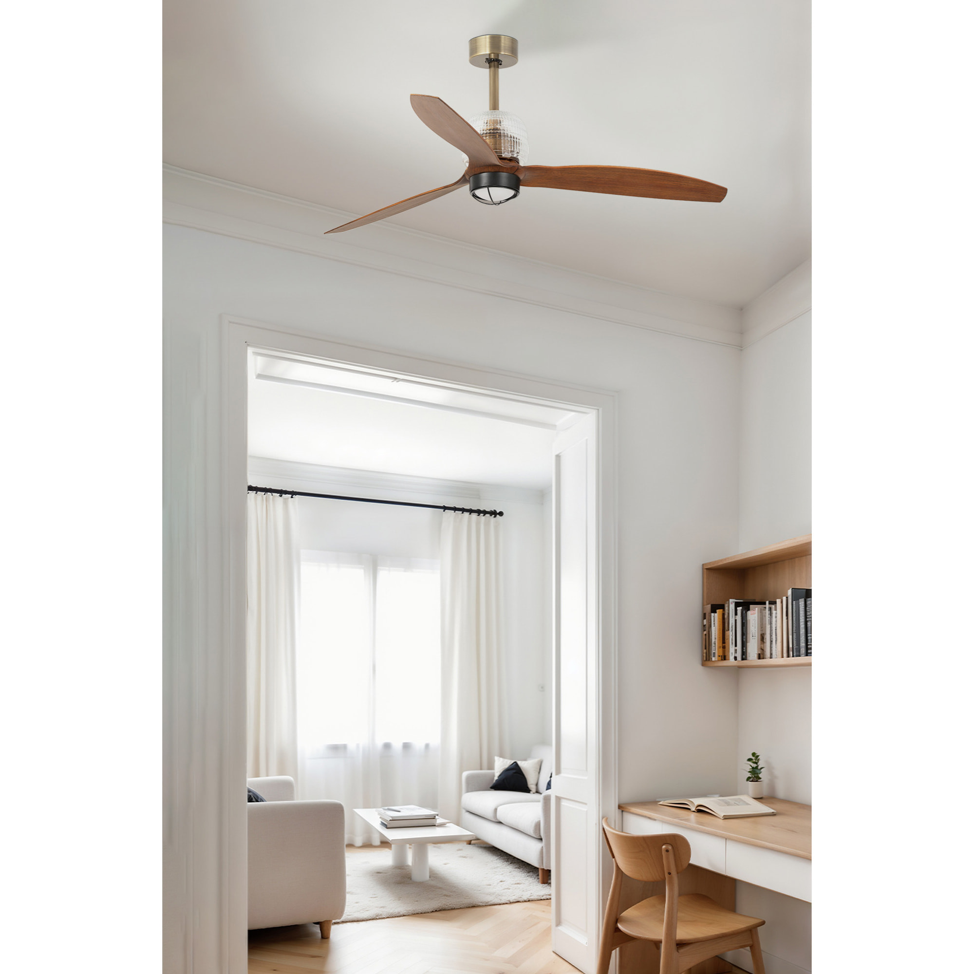 DECO FAN M LED Ventilateur or/bois DC