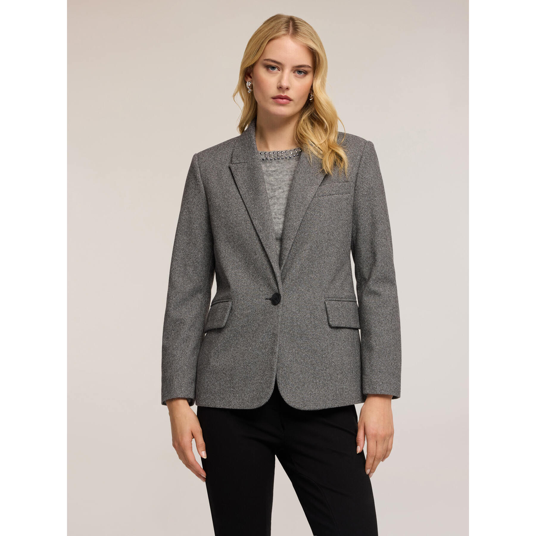 Motivi - Blazer estructurado teñido en hilo - Gris