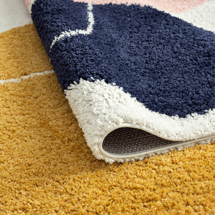 Aquarelle - tapis chambre d'enfant en laine artificielle à motif géométrique multicolore