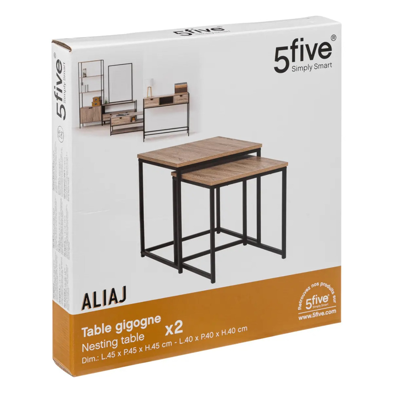 Lot de 2 tables gigognes "Aliaj" effet chêne naturel