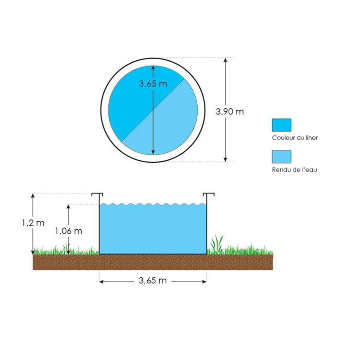 Piscine hors sol acier ronde Ø 3,65 x 1,20 m blanche SAPHIR + groupe de filtration 4 m³/h et Aqualoon