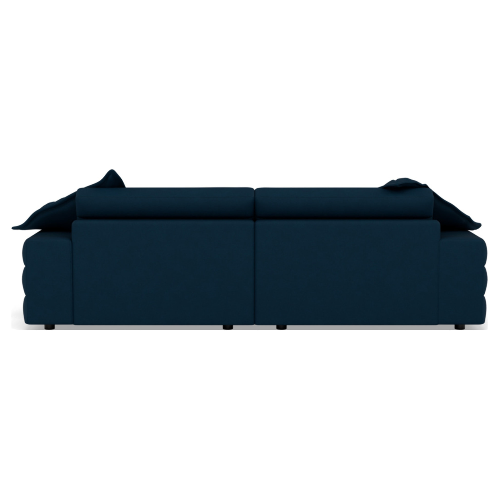 Giulia - canapé droit 4 places double méridienne - assise profonde - en tissu texturé - Bleu