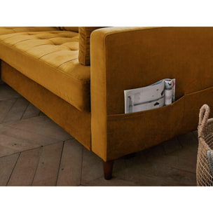 Anna - canapé d'angle gauche - 4 places - convertible avec coffre - en velours - Jaune