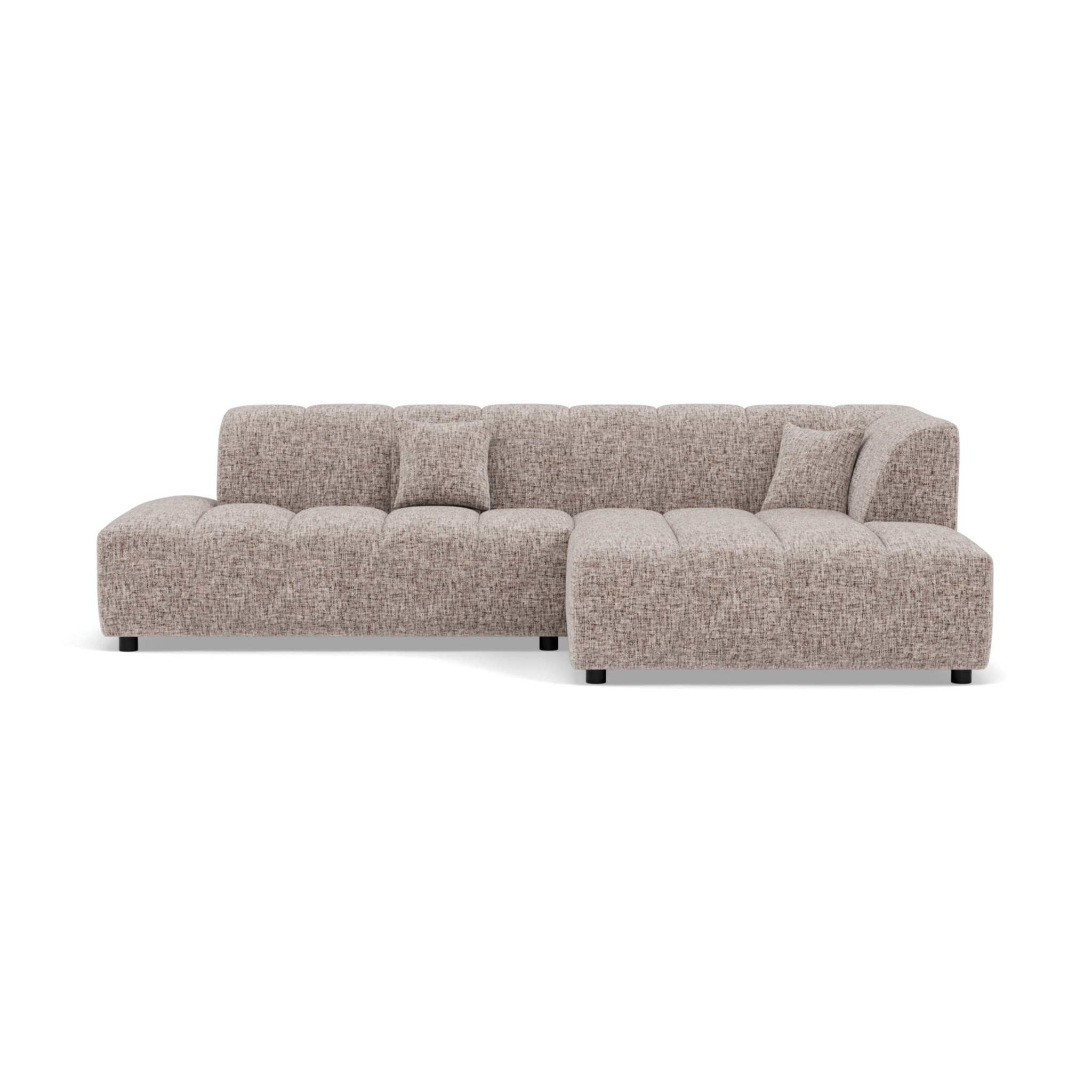 Curtis - canapé d'angle droit 4 places sans accoudoir en tissu texturé - Taupe