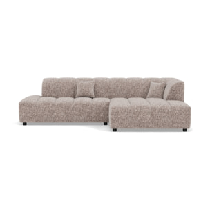 Curtis - canapé d'angle droit 4 places sans accoudoir en tissu texturé - Taupe