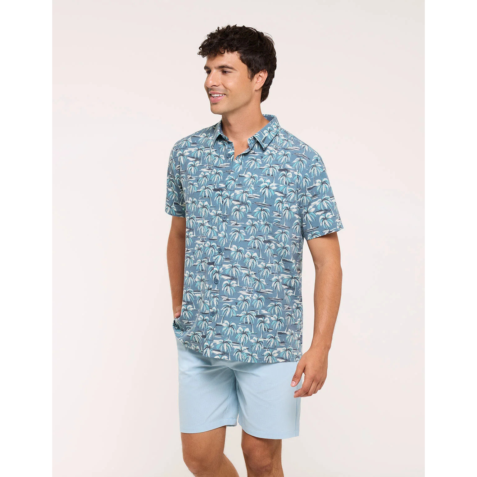 Camisa Estampado Tropical Azul - Pastelpalm