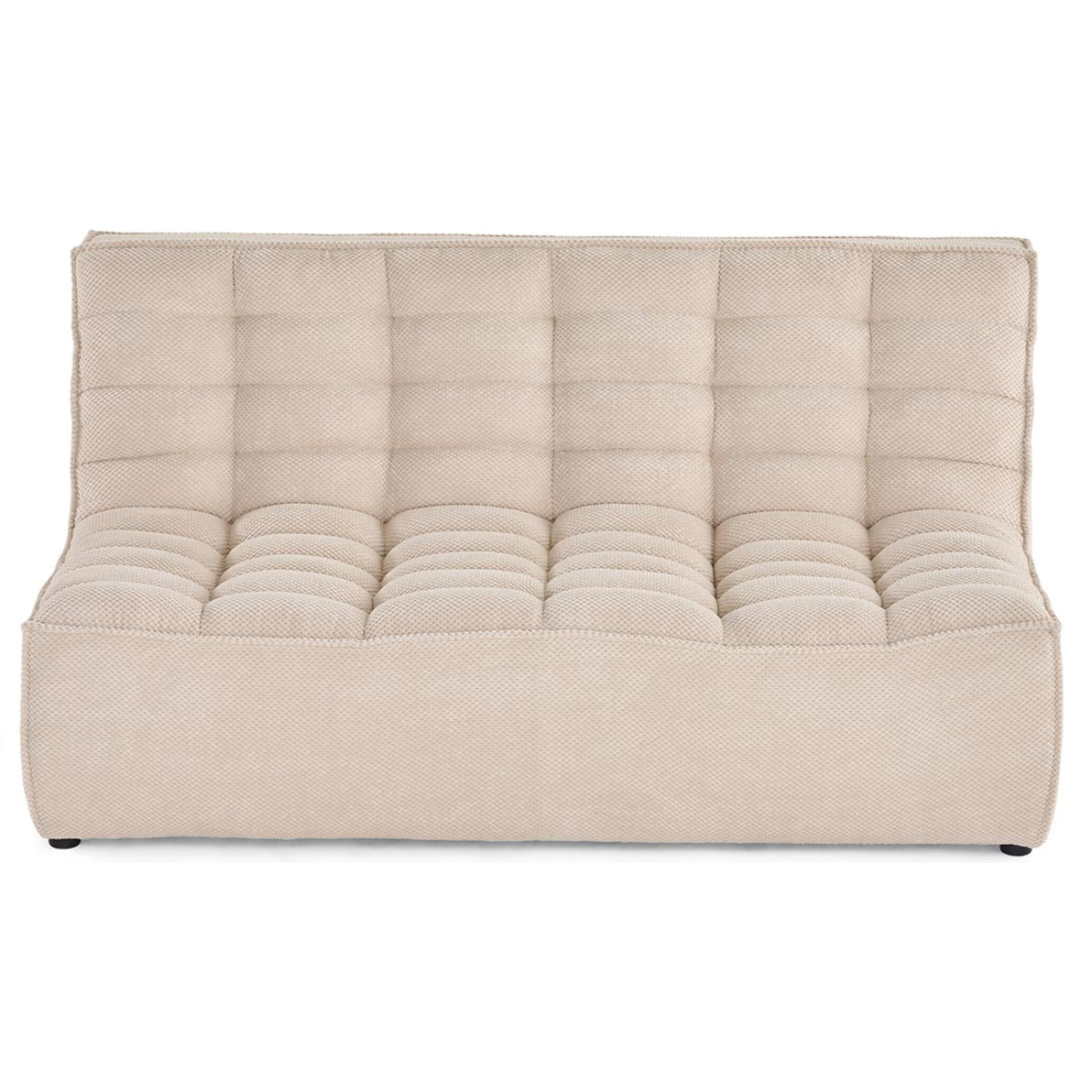 Ellie - module d'assise sans accoudoir 2 places en velours texturé - Beige