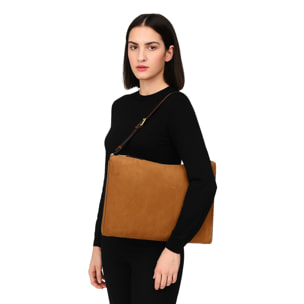 Borsa a spalla da donna Made in Italy - Modello Cielia Pro - Pelle scamosciata - 35.0 x 23.0 x 14.0 cm