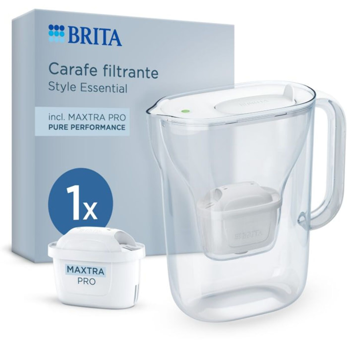 Carafe filtrante BRITA Style Essential Blanche + 1 filtre Maxtr