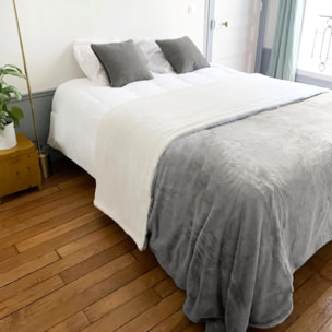 Plaid Couverture Imitation "Lapin" 220x240cm 610g/m² - Cocoon Gris clair