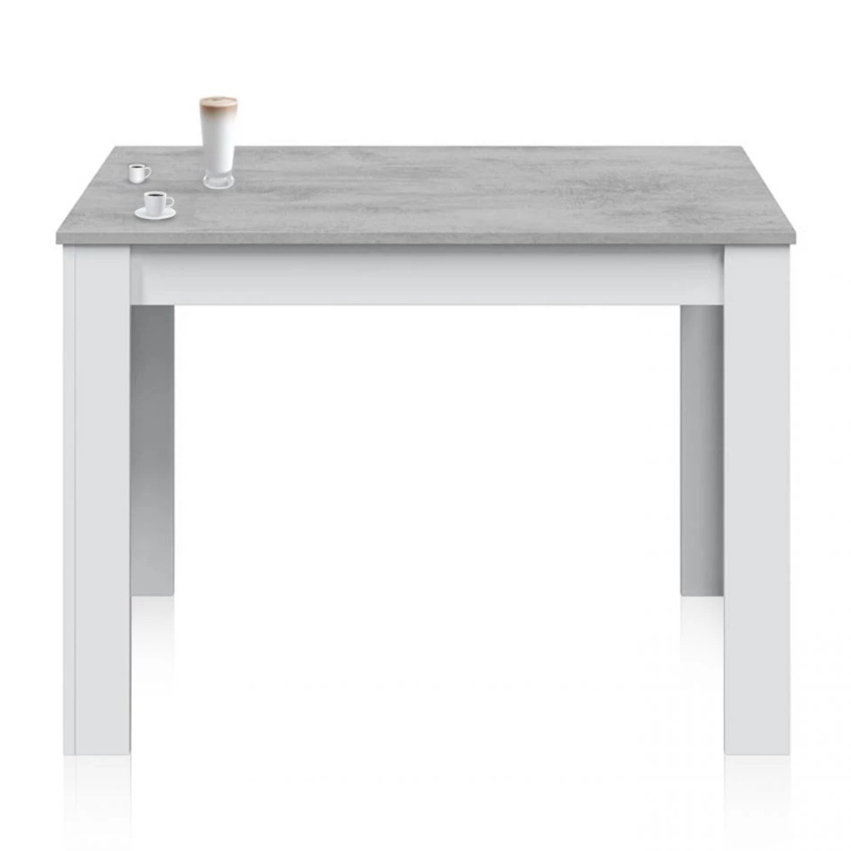 Mesa de comedor Dina Blanco Artik (Blanco Mate) - Gris Cemento