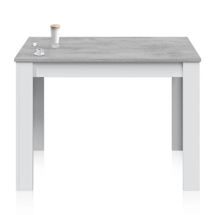 Mesa de comedor Dina Blanco Artik (Blanco Mate) - Gris Cemento
