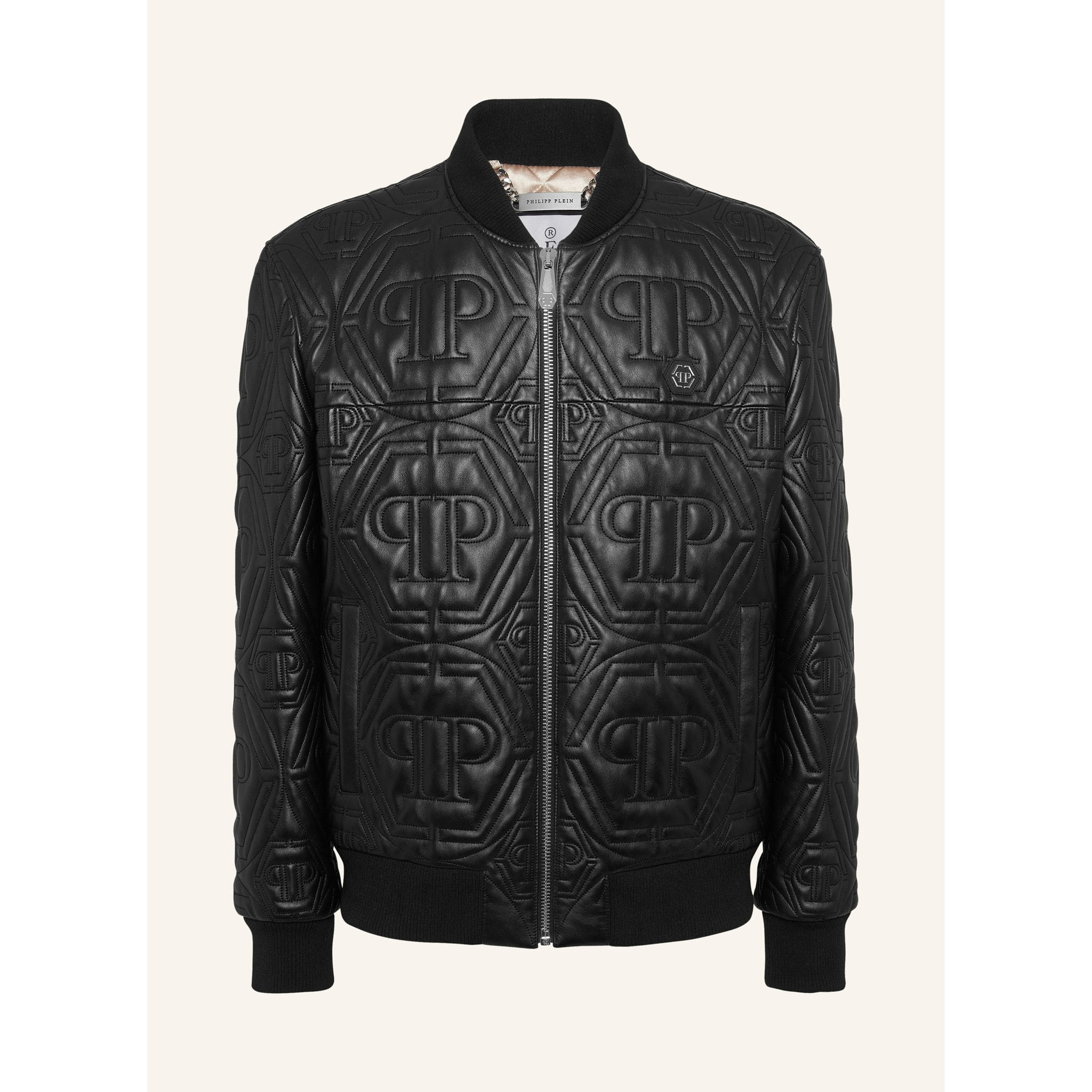 PHILIPP PLEIN Bomber de cuero MONOGRAM