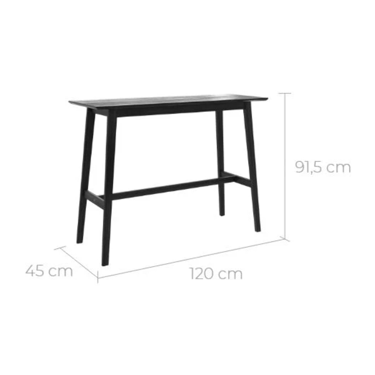 Table de bar rectangulaire 4 personnes en bois noir 120 cm - Buvette