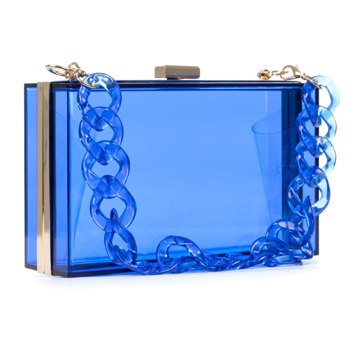 Zavattarello bolso clutch de mano, de metacrilato transparente.