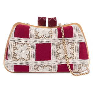 Bonamico Bolso bandolera Mujer. Fabricado en madera natural, algodón y paja trenzada.